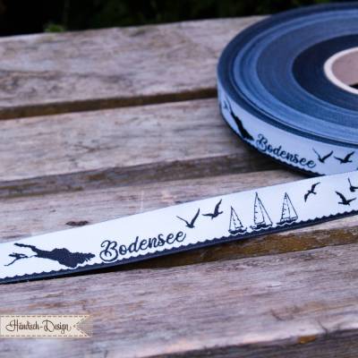 Bodensee Skyline Webband schwarz/weiß