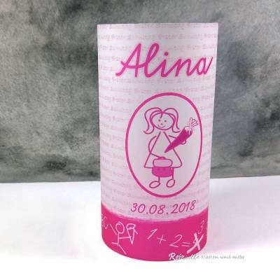 Tischlicht Lichthülle Einschulung Mädchen – Deko zur Einschulungsfeier