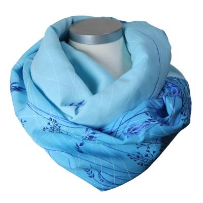 Sommer Damen Loopschal mit Mohnblumen Türkis Kornblau