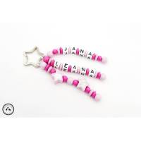 Taschenbaumler/Schlüsselanhänger mit Namen - Glitzerstern in pink/rosa - Taschenanhänger/Namenanhänger - Familie/Familienanhänger Bild 1