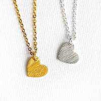 Herzkette - Gebürstet - Silberfarben oder Goldfarben - Edelstahl oder 925er Silber - Geschenk - Liebe - Valentinstag Bild 1