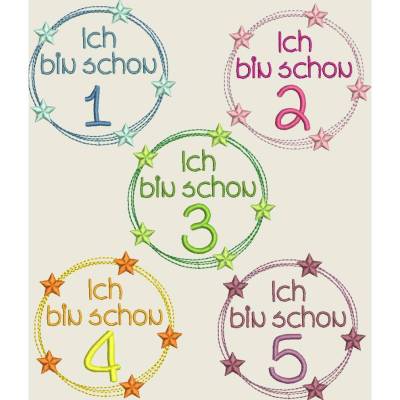 Stickdatei Zahl, Zahlen Ich bin schon.... , 16x16  Maschinenstickerei, Geburtstag,