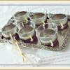 Vintage 7 tlg. Teeservice Edelstahl Glaseinsatz mit Serviertablett, 70er Jahre, Teetassen aus Glas, Bild 3