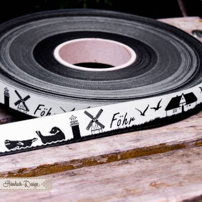 Föhr Skyline Webband schwarz/weiß