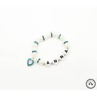 Armband/Babyarmband mit Namen - Herz in türkis/weiss- jede Größe erhältlich Bild 1
