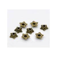50 oder  500 Perlkappen, Perlen, Kappen für Perlen, bronze, Sterne, 5mm, 13848 Bild 1