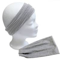 Haarband Frauen Stirnband Damen Baumwolle Jersey Hellgrau extra breit Bild 1