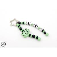 Taschenbaumler/Schlüsselanhänger mit Namen - Katze in mint/schwarz - Taschenanhänger/Namenanhänger - Bild 1