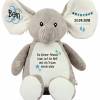 Elefant Stofftier mit Name Geschenkidee zur Taufe, Geburt personalisiert mit Namen Geburtsdaten Taufspruch Bild 4