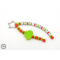Taschenbaumler/Schlüsselanhänger mit Namen - Tintenfisch in grün/rot - Taschenanhänger/Namenanhänger - Bild 1