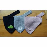 Babyhalstuch - Baby-Schal aus  Wolle-Merino - grau rosa blau Bild 1