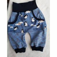 Kurze Pumphose Shorts ,, Pinguine" in den Gr 50/56 bis 122 aus Jersey Bild 1