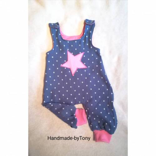 Strampler /Latzhose in den Gr. 50/56 bis 86/92 aus Musselinstoff