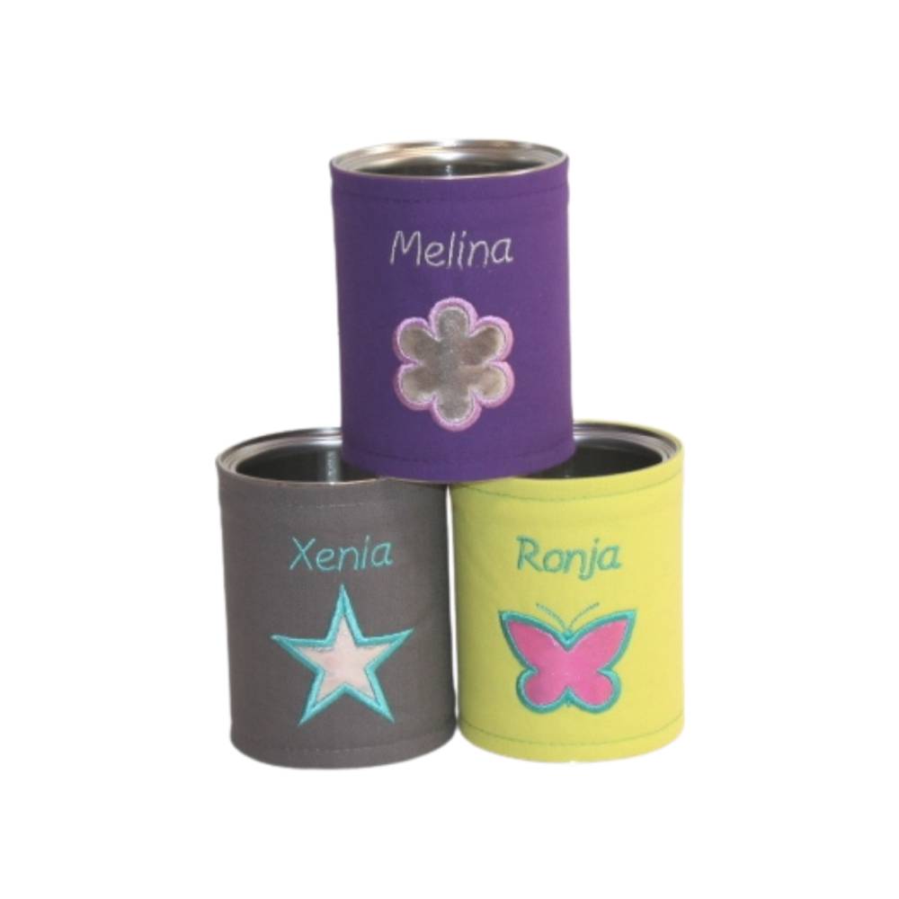 Personalisierte Stiftebox in Wunschfarben mit Motiv: Herz, Stern, Blume oder Schmetterling Bild 1