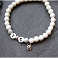 Initialen Armband • Herz | Armband Perlen | Armschmuck | Armbänder | Geschenke für Frauen | Freundin | Freundinnen | Schwester | Mama Bild 1
