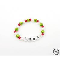 Armband/Babyarmband mit Namen - grün/rot/weiss - jede Größe erhältlich Bild 1