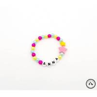 Armband/Babyarmband mit Namen - Stern in eisblau/gelb/pink/ - jede Größe erhältlich Bild 1