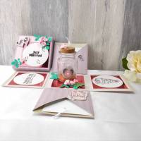 Explosionsbox Hochzeit, Geldgeschenk, Hochzeit, Hochzeitsgeschenk, Pop up Box, lila rosa Bild 1