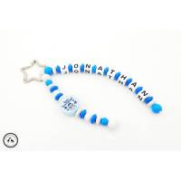 Taschenbaumler/Schlüsselanhänger mit Namen - Schutzengel in blau/weiss Bild 1