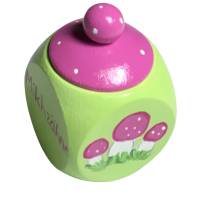 Milchzahndose Zahndose für Milchzähn Fliegenpilze hellgrün/pink Bild 1
