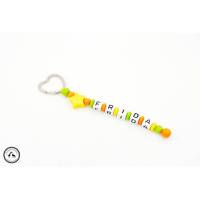 Taschenbaumler/Schlüsselanhänger mit Namen - Stern in gelb/hellgrün/orange - Taschenanhänger/Namenanhänger - Bild 1