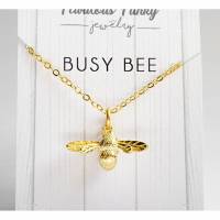 Busy bee - Bienen Kette - Goldfarben / Silberfarben - Geschenk - Statement - 925er - Tier - Botschaft Bild 2
