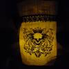 Halloween Windlicht Lichtbeutel Vasenhusse Geschenkbeutel Skull mit Spruch GESTICKT Leinen Spitze Bild 8