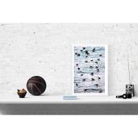Puffins, Papageientaucher oder Lundis, Vögel im Meer, eine originelle Dekoration für das Kinderzimmer, Poster 30 x 45 cm Bild 1