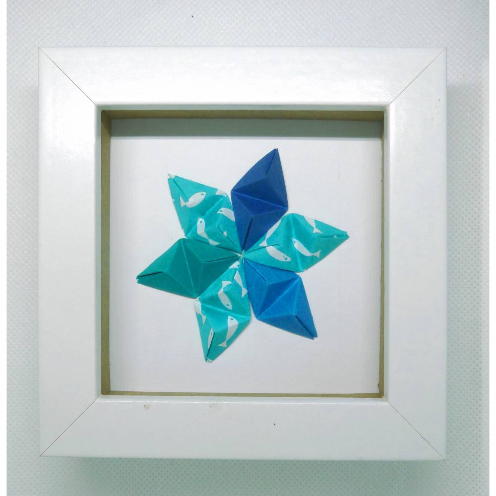 Stern mit Fischen in blau // Minibild 10 x 10 cm zum Aufstellen oder Hängen Bild 1