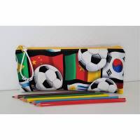 Stiftetäschchen Täschchen Fußball Baumwolle Reißverschluss. Bild 1