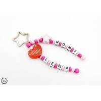 Taschenbaumler/Schlüsselanhänger mit Wunschname - Glitzerstern/Mein Herz, Meine Liebe, Mein Leben in pink/rosa/rot Bild 1