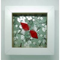 Stern auf silbernen Kirschblüten // Minibild 10 x 10 cm zum Aufstellen oder Hängen Bild 1