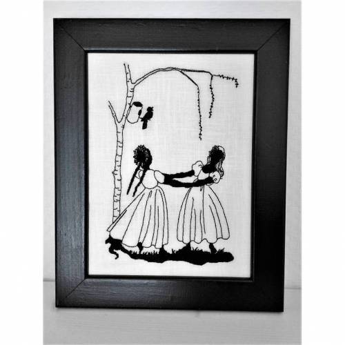 Stickbild großer Aufnäher Freundinnen Mädchentanz GESTICKT Leinen