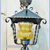 Vintage, Hängelampe mit gelbem Glaseinsatz, 70er Jhr, Lampe aus Metall, Bild 2