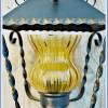 Vintage, Hängelampe mit gelbem Glaseinsatz, 70er Jhr, Lampe aus Metall, Bild 3