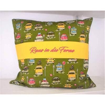 Kissenhülle "Raus in die Ferne" GESTICKT für 40cm.x40cm. Kissen.