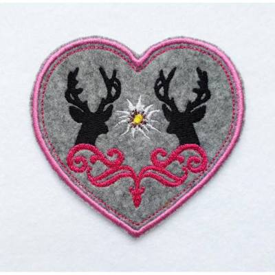 Patches Aufnäher Bügelbild Hirsche Edelweis GESTICKT Volksfest Trachten