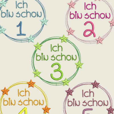 Stickdatei Zahl, Zahlen Ich bin schon.... , 10x10 Maschinenstickerei, Geburtstag,