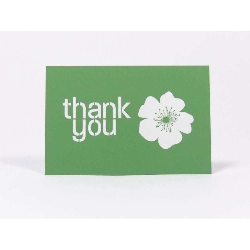 schlichte Thank You - Minikarten in grün, Visitenkartengröße Bild 1