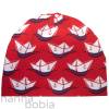 Babyset Mütze und Halstuch mit Booten auf rot, maritim Bild 2
