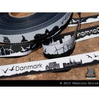 10m Danmark/Dänemark Skyline Webband schwarz/weiß Bild 1