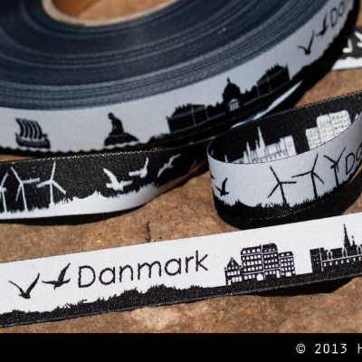 10m Danmark/Dänemark Skyline Webband schwarz/weiß