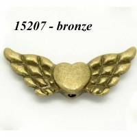 10 Metallperlen, Perlen, Engel, Engelsfügel, Flügel, Schmuckperlen, bronzefarben, 15207 Bild 1
