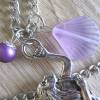 Halskette Violet Seashell 60cm lang rundum - Lila Glas Muschel, Meerjungfrau Nixe Kette Modeschmuck Bild 3