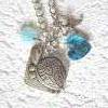 Halskette "Schildkröte und blaues Herz" 55cm lang rundum, Kette mit Schildkrötenanhänger, blauem Glasherz und Stern Bild 2