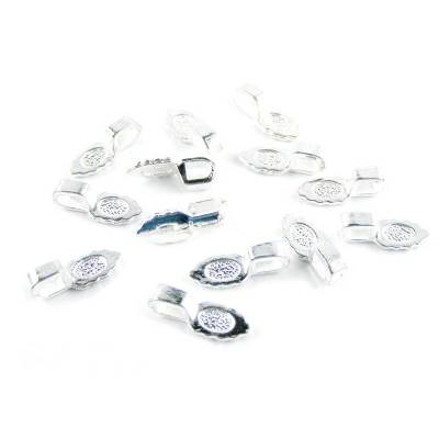 Anhängerschlaufe Collierschlaufe Objekthalter mit Klebeplatte versilbert