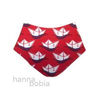 Baby-Halstuch, Dreieckstuch mit Booten auf rot, maritim Bild 1
