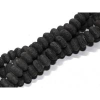 1 Strang Lava Rondelle, ca. 6x8 mm, schwarz, matt Bild 1