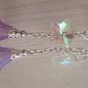 Ohrhänger "Lila Glockenblume und Glitzerstern" 60mm lang insgesamt - lila Lucite Blüte und irisierender Glasstern Bild 2