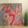 FLAMINGO PARADIES - Acrylbild auf Leinwand - Kunst Bild Handgemalt Acryl 50cm x 50cm Bild 2
